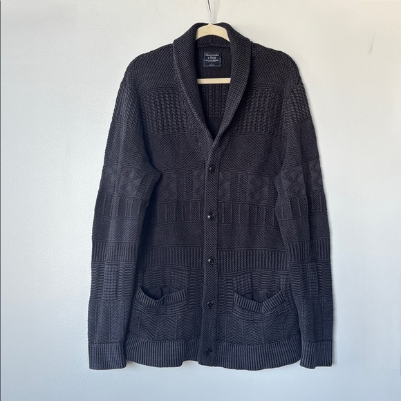 Abercrombie & Fitch 'boyfriend' Cardigan Sweater 100% Cotton in: Charcoal black - Picture 2 of 10